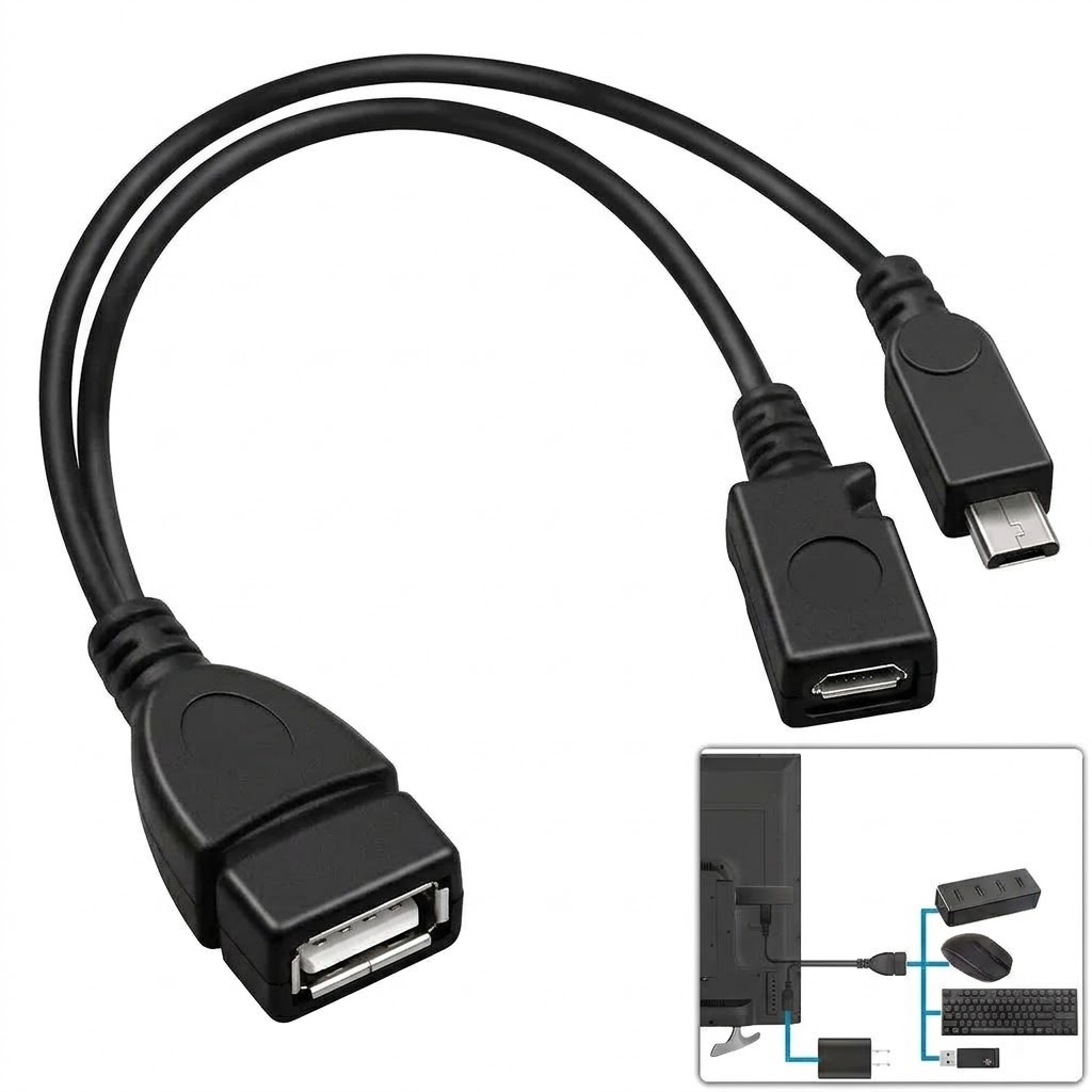 Adaptador OTG 2 en 1 (TV STICK) con puerto de alimentación