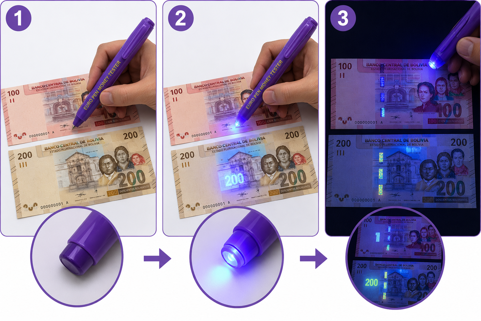 Marcador detector de billetes