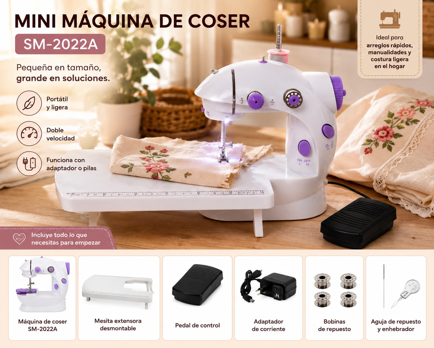 Mini Máquina de coser portátil SM 202A