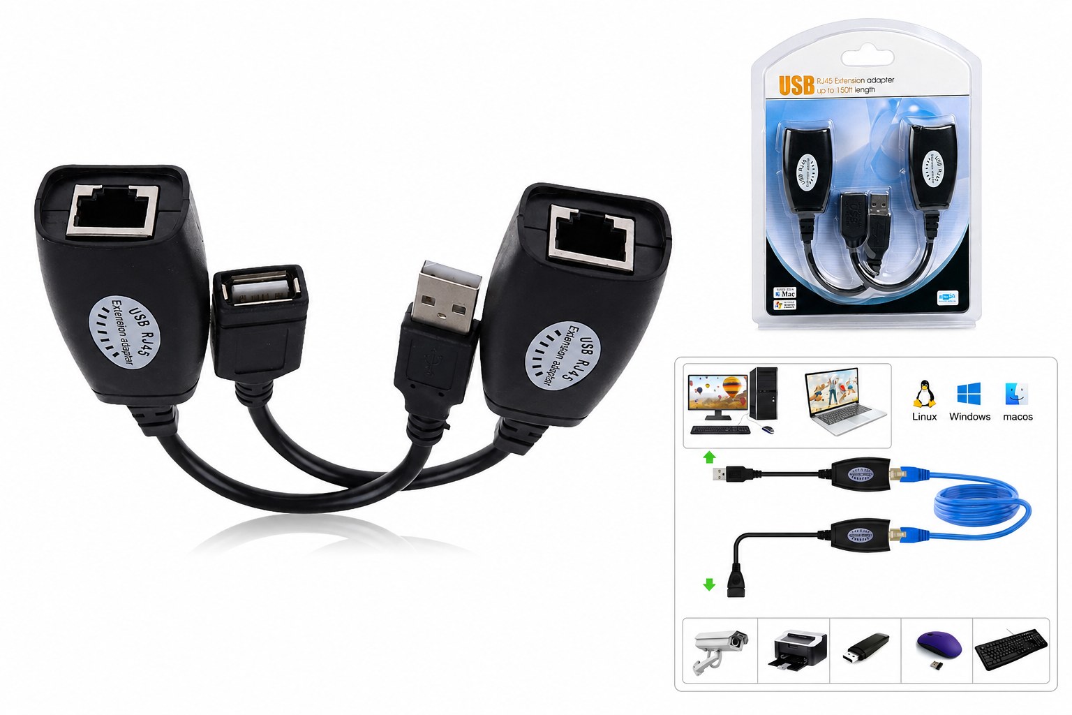 Extensor USB por cable de red