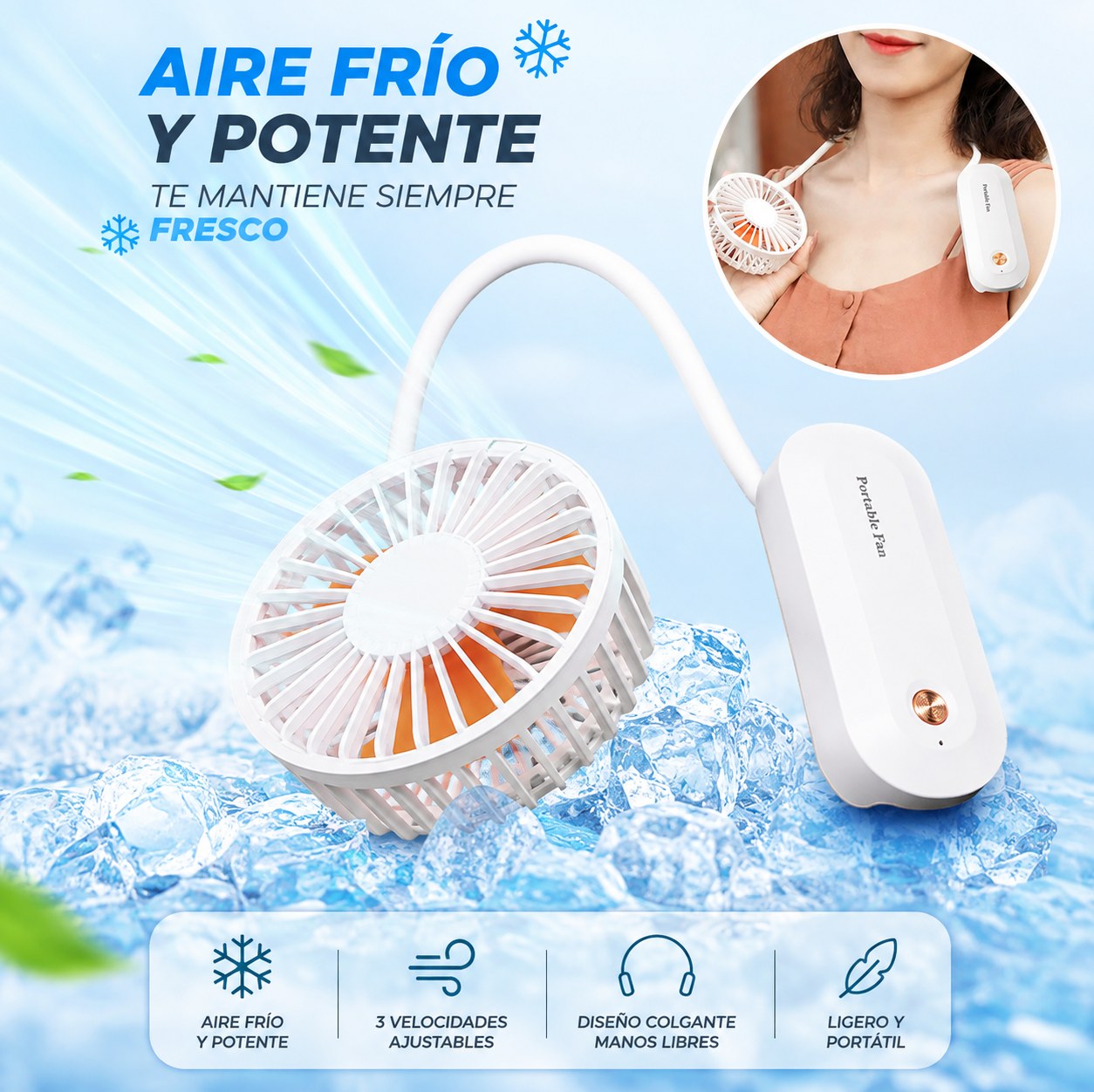 Ventilador Portátil, flexible y de Ventilación Súper potente