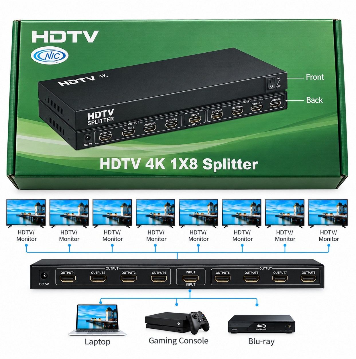 Splitter HDMI 1x8 4K 2K