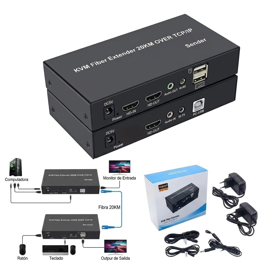 Extensor KVM HDMI 20km por Fibra Óptica