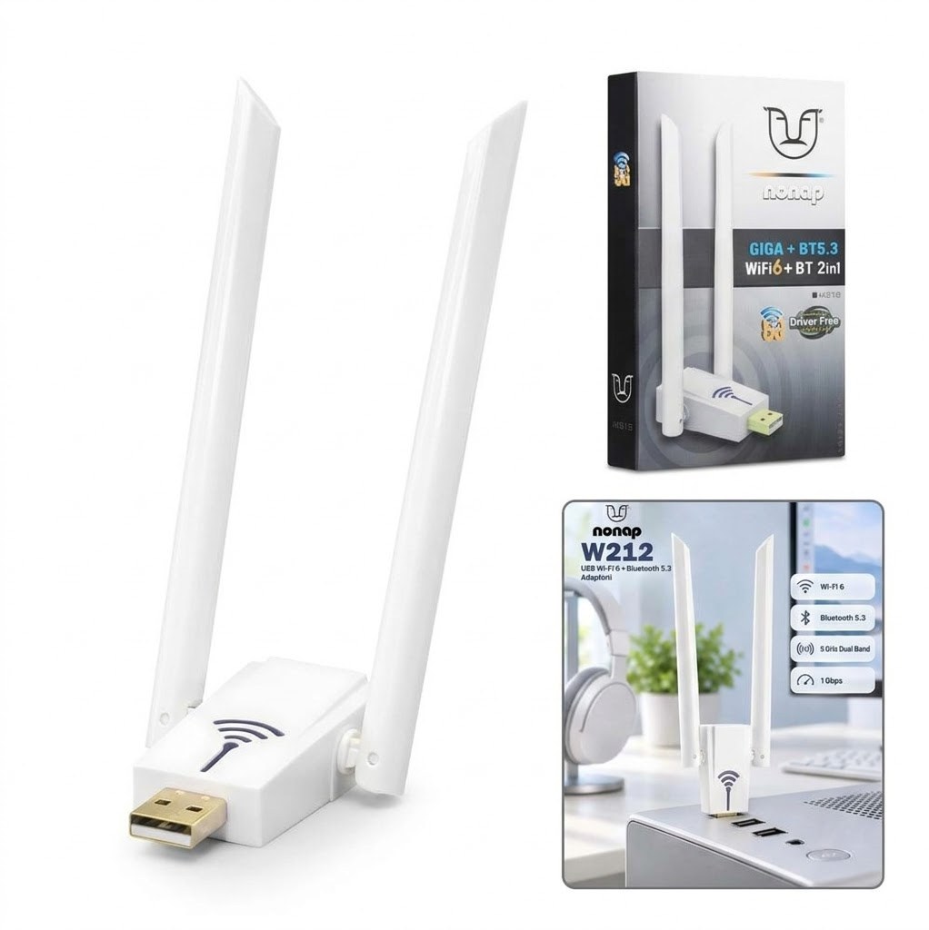 Adaptador USB Wi-Fi 6 + Bluetooth 5.3 Nonap W212