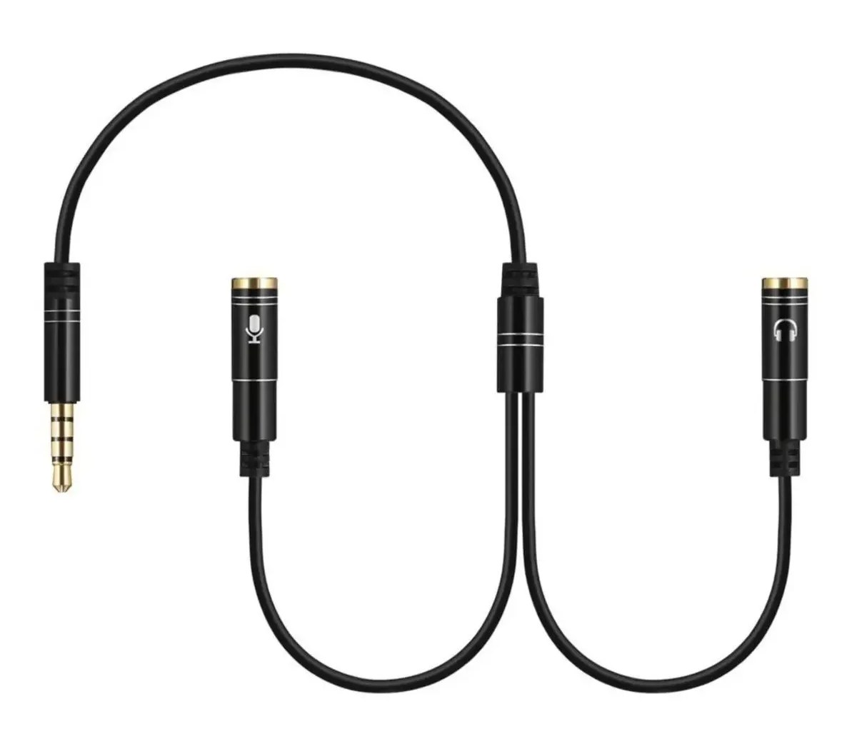 Adaptador de Audio y Micrófono a Jack 3,5 Auxiliar de audio.